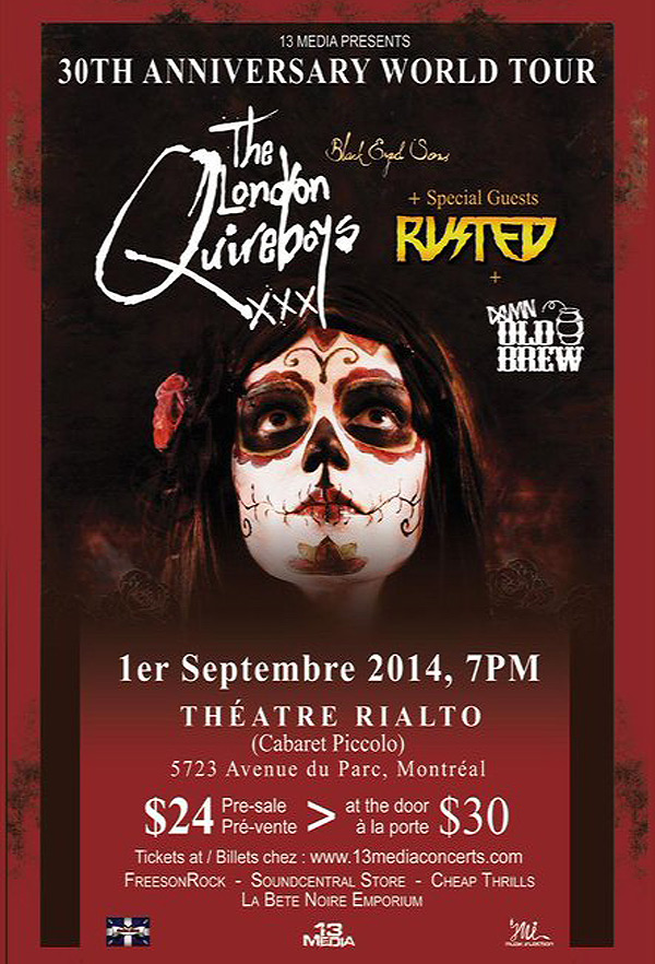 September 2014, The London Quireboys poster